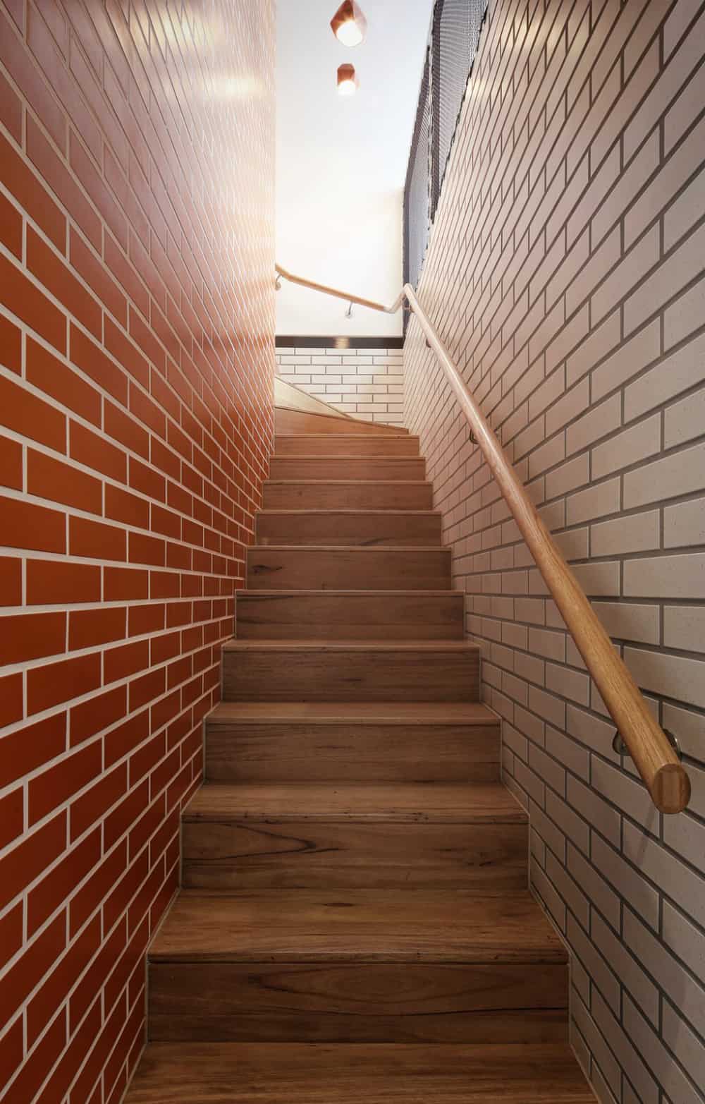 Brick walls surrounding a staircase