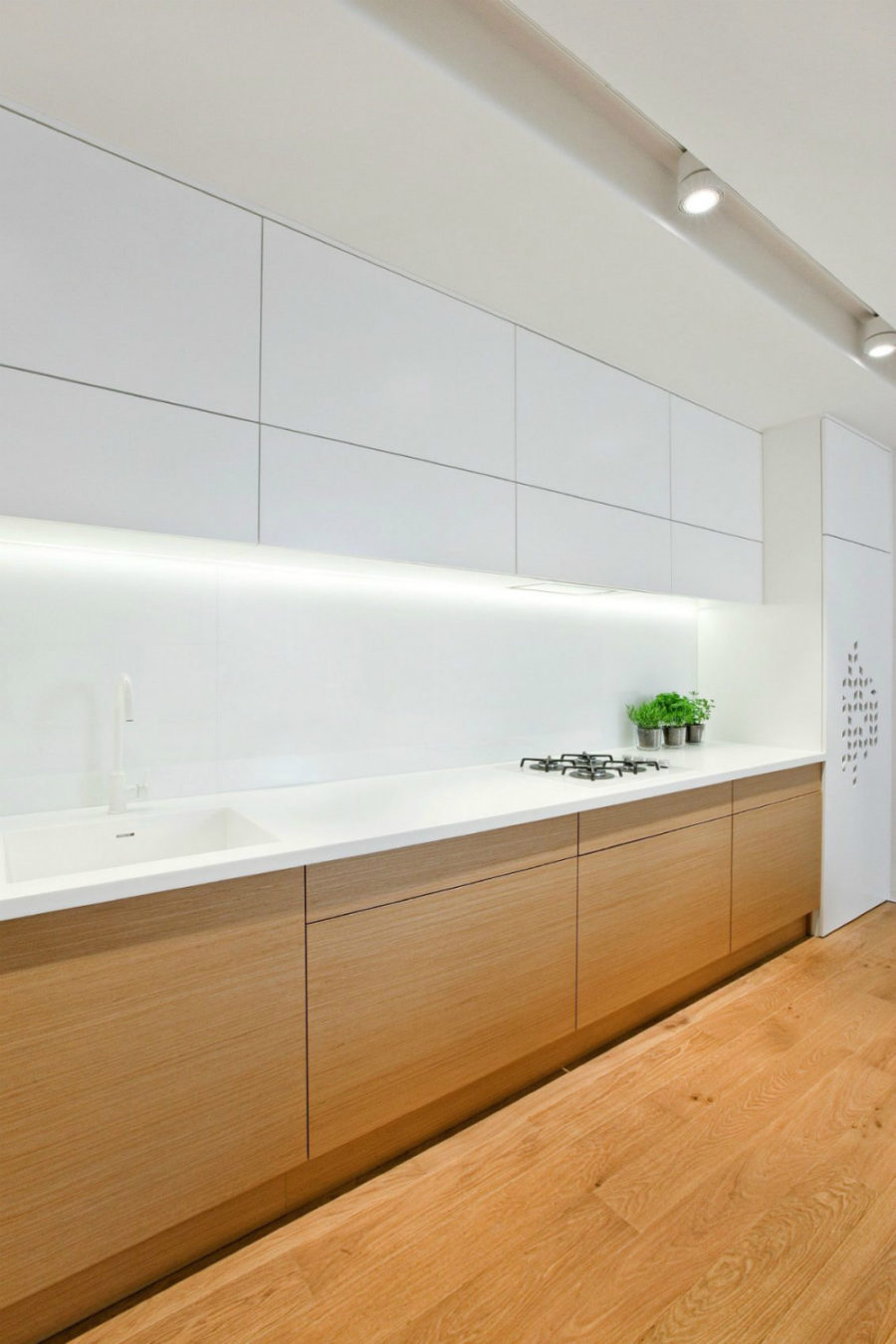 Built-in white light illuminates the worktop