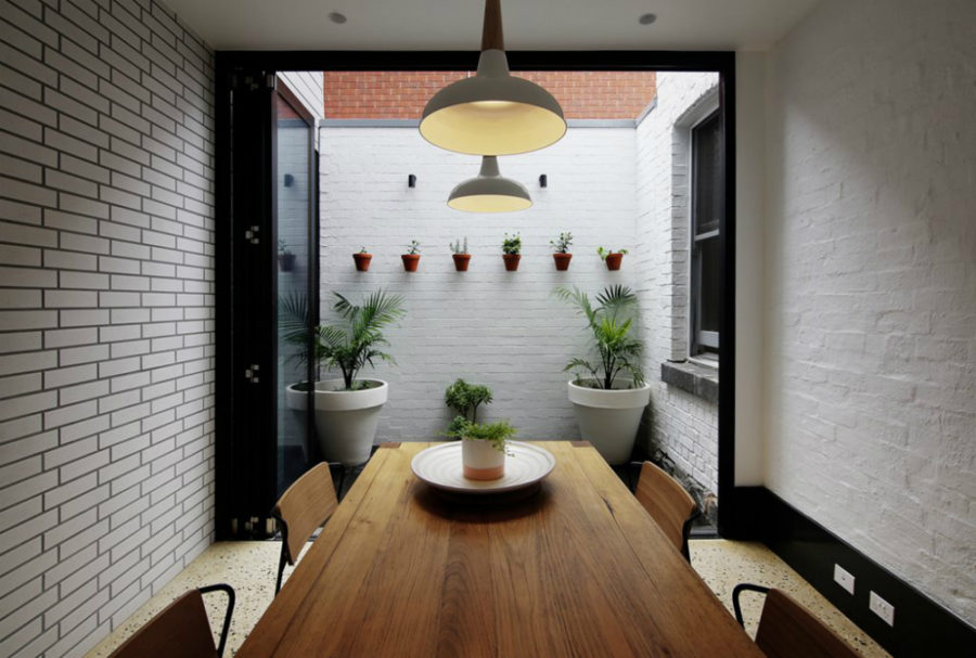 Dining room with access to a small patio area