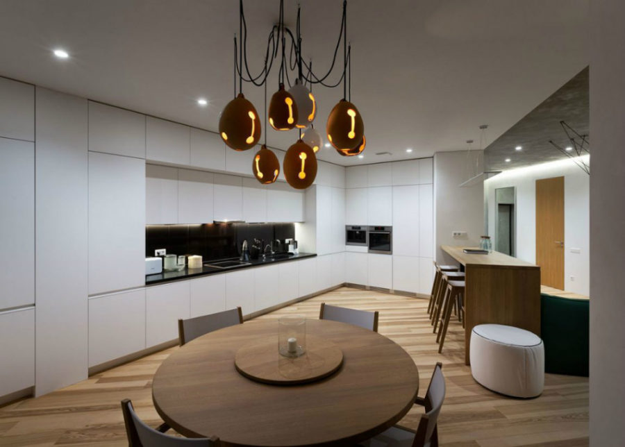 Kitchen cabinets are are immensely minimal, which renders them contemporary