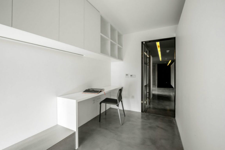 Minimal home office is a distraction-free space with a built-in desk