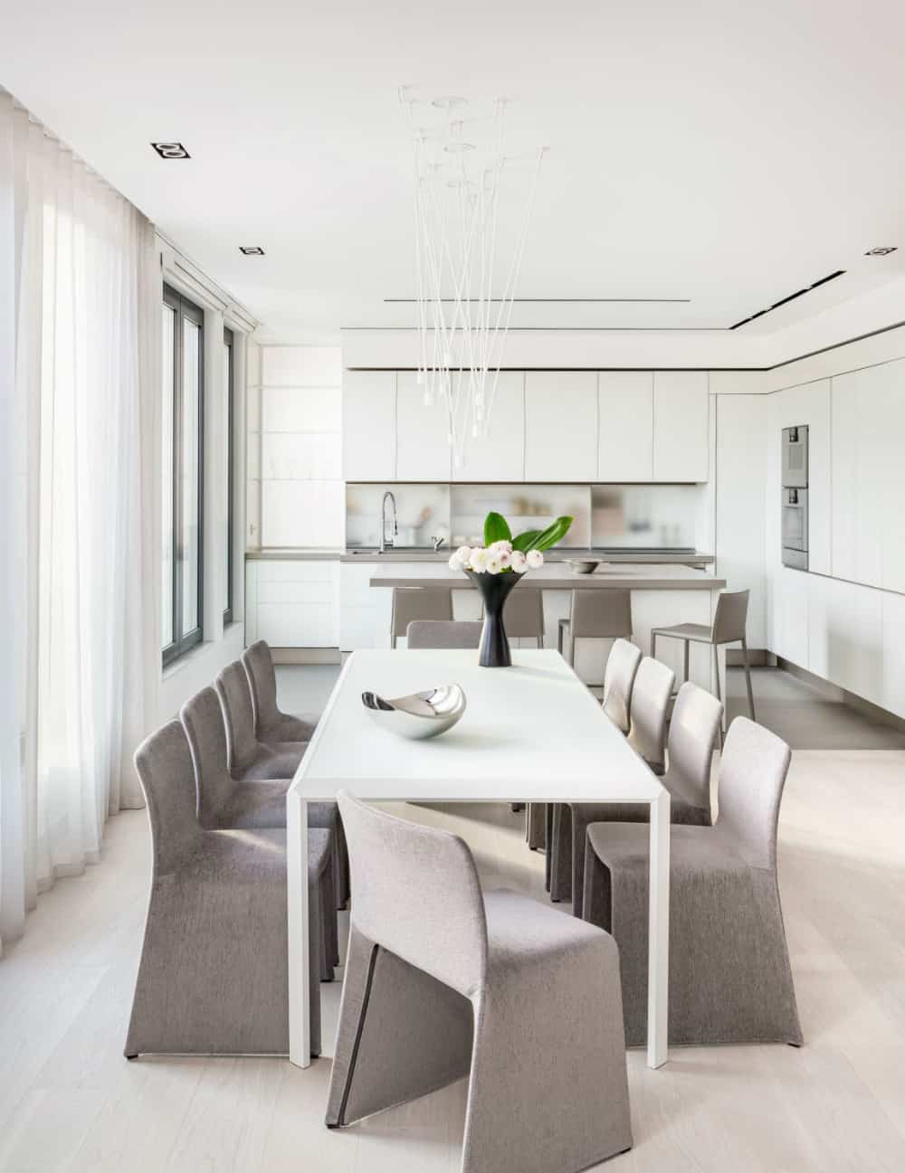 Open dining area is sophisticated but inviting