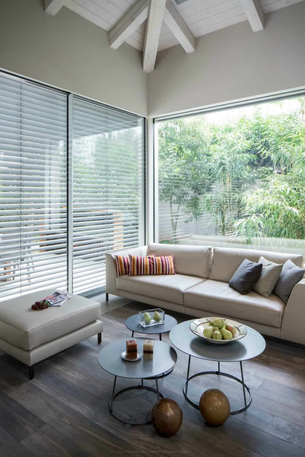 Blinds help increase privacy of the seating area