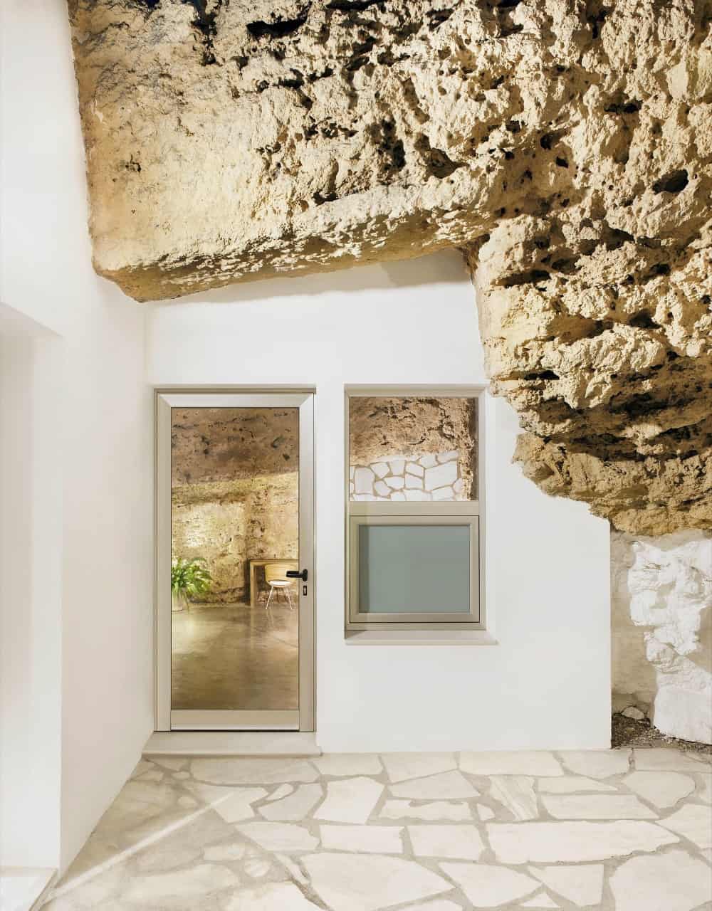 Cave elements stand out beautifully against stark white