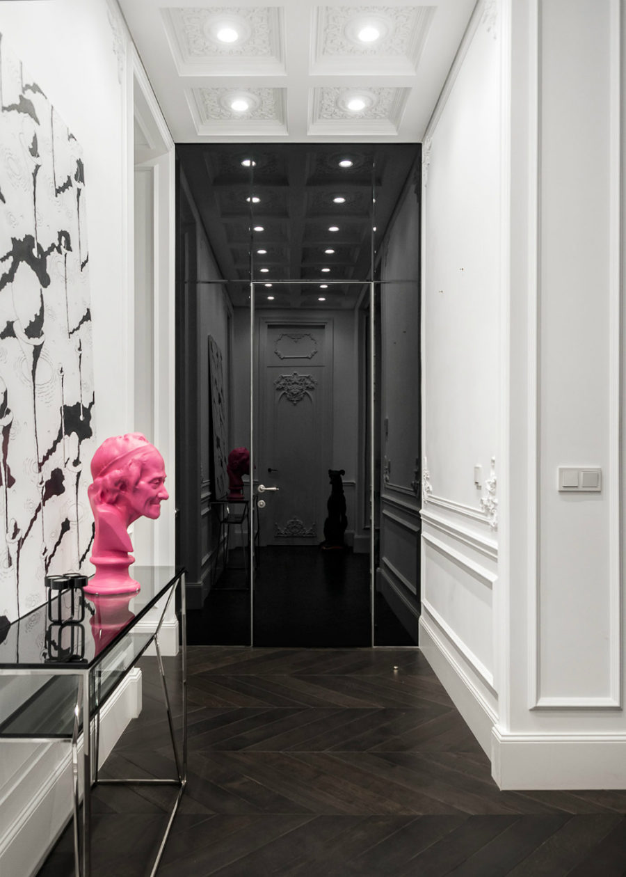 Glossy black door 900x1260 19th Century Apartment Gets Contemporized in Kiev