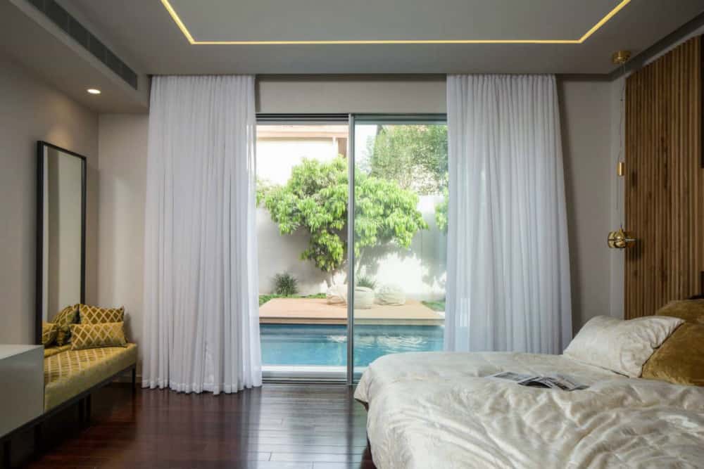 Light curtains provide bedroom with privacy