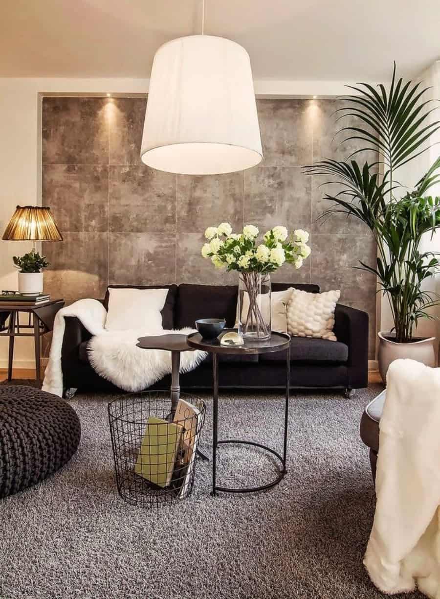 Palm plant in an elegant living room