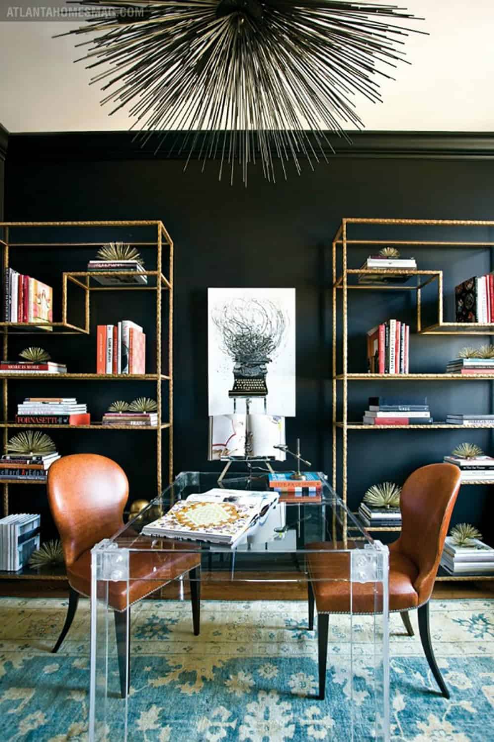Black wall home office
