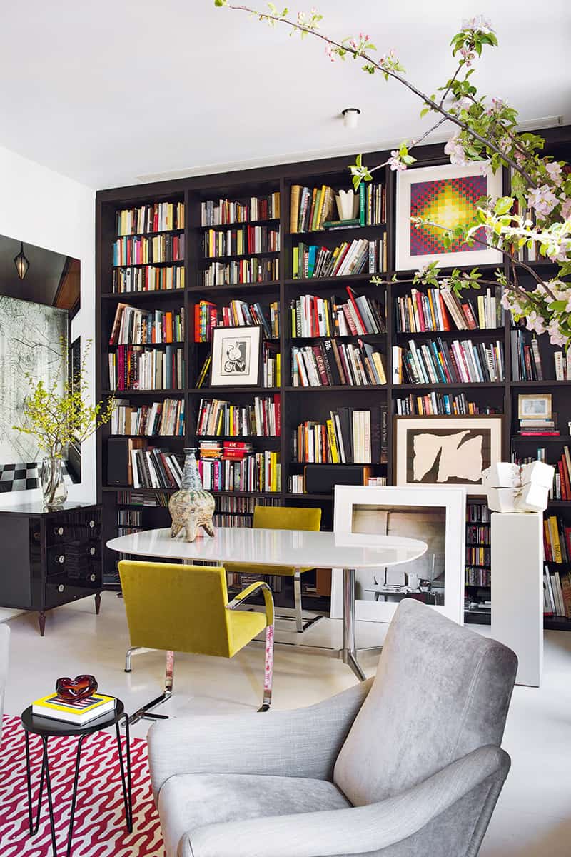 Glamorous Art Deco library in a home office