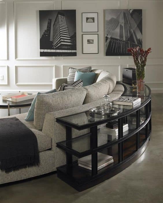 Gray Traditional Round Fabric Sofa