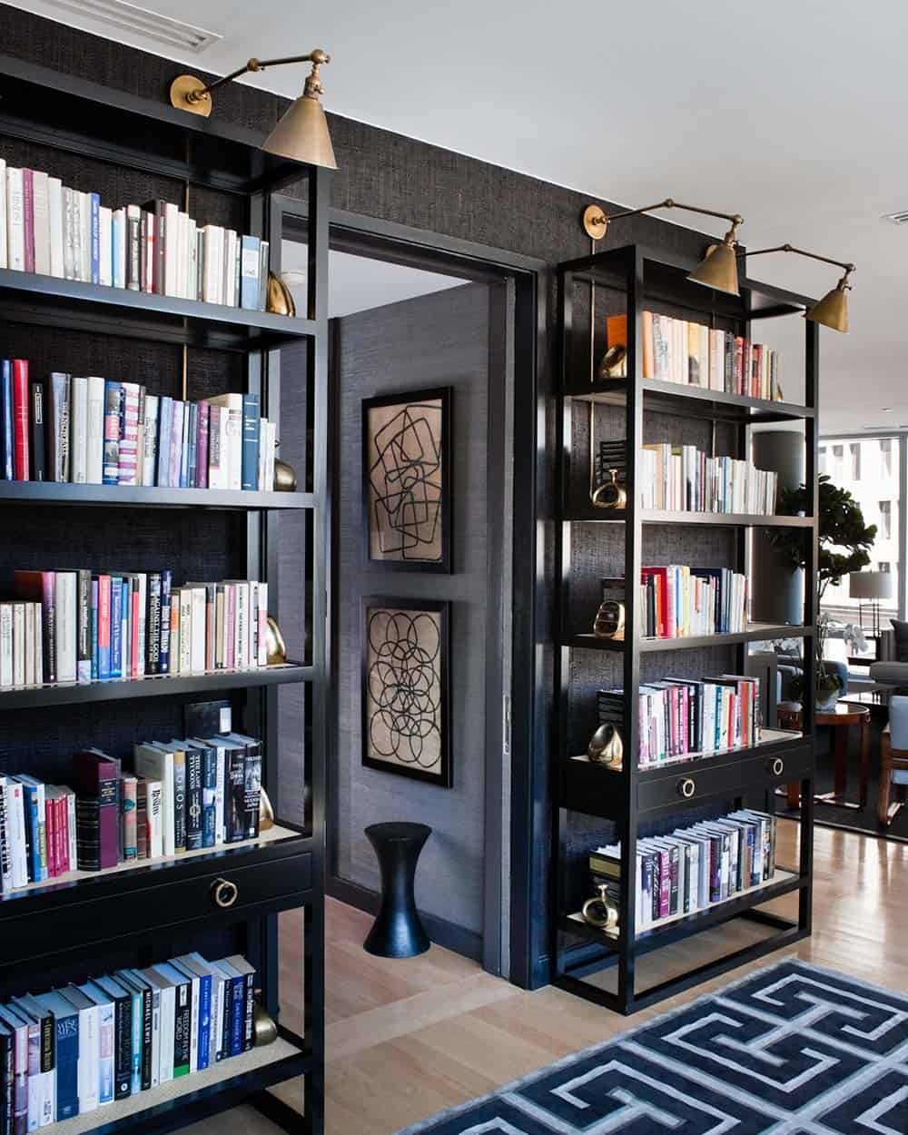 Home library bookcases by Kemble Interiors