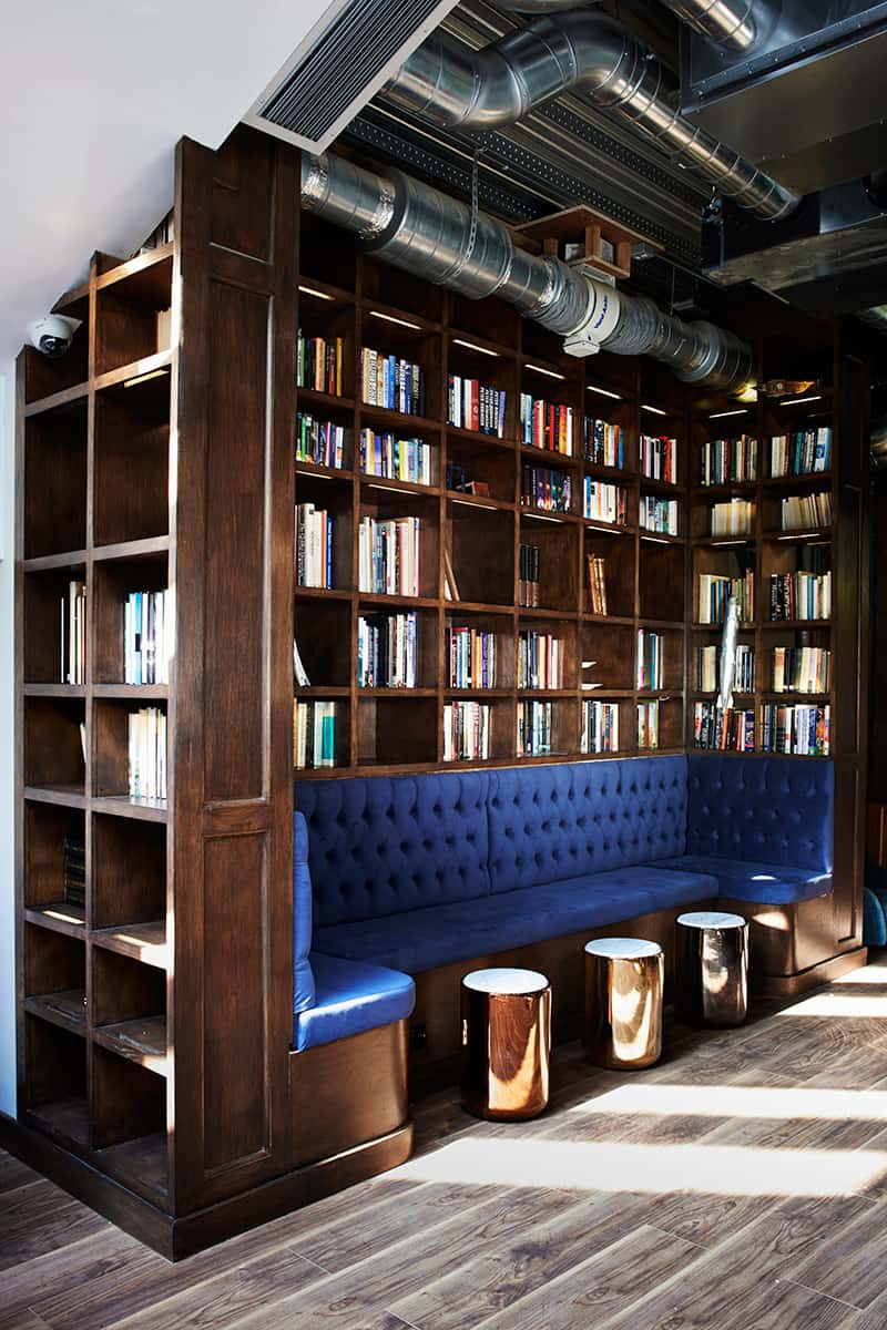 Library with a reading nook