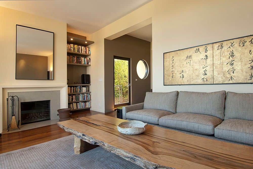 Asian-styled-living-room-with-large-live-edge-coffee-table