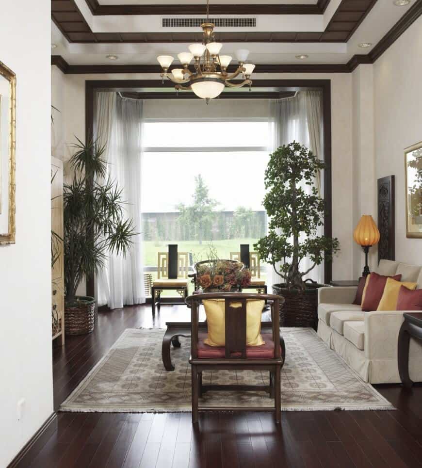 Dark Hardwood Floors in Traditional Living Room