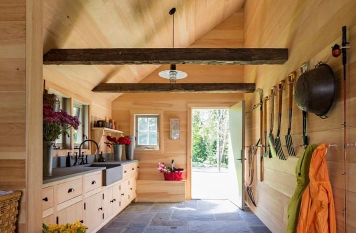 Wood beams garden shed