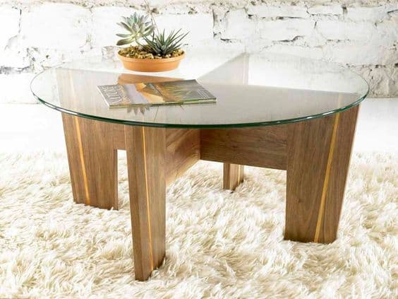 glass and wood coffee table