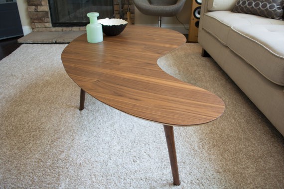large wood mid century modern coffee table