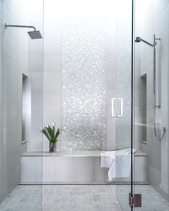 sparkling tile shower