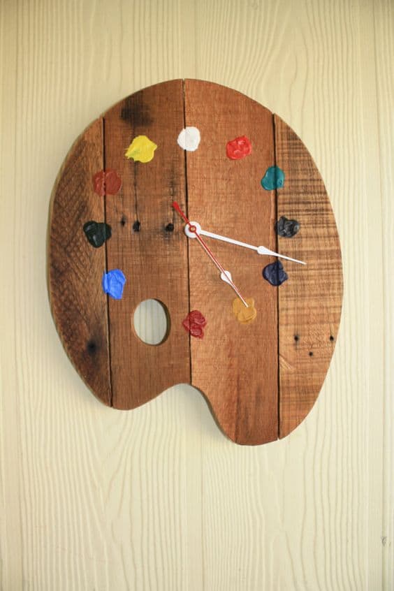 artist palette wall clock
