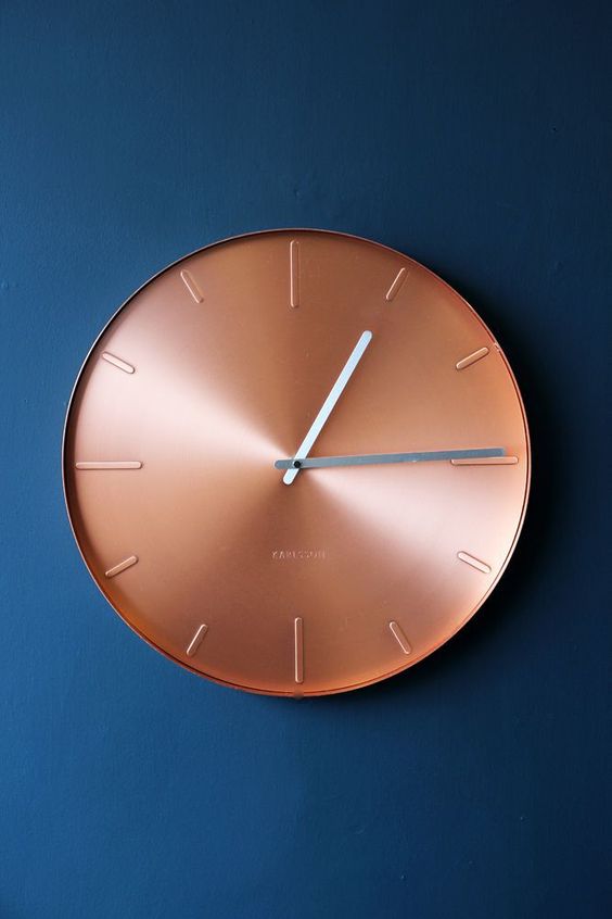 modern copper wall clock