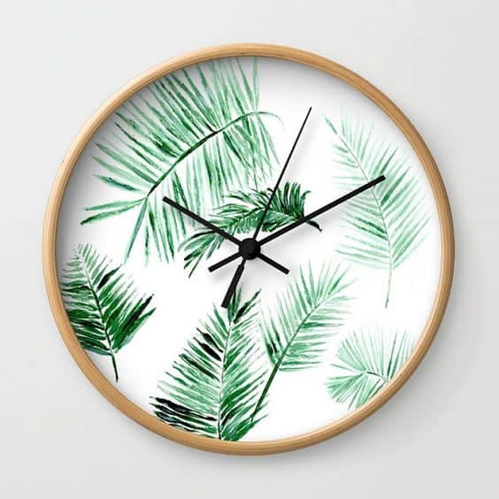 palm leaf wall clock
