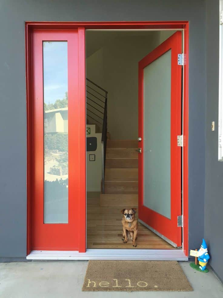 red modern front door design