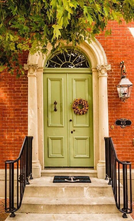 sage green front door design