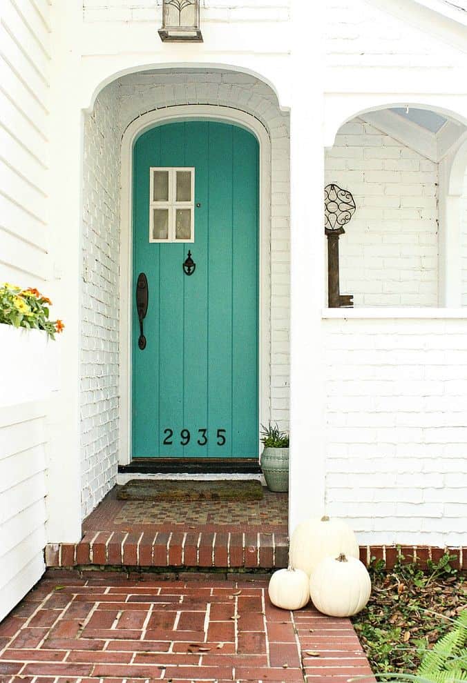 turquoise front vintage door