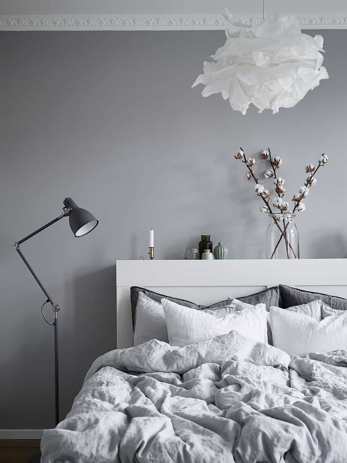 beautiful grey and white bedroom