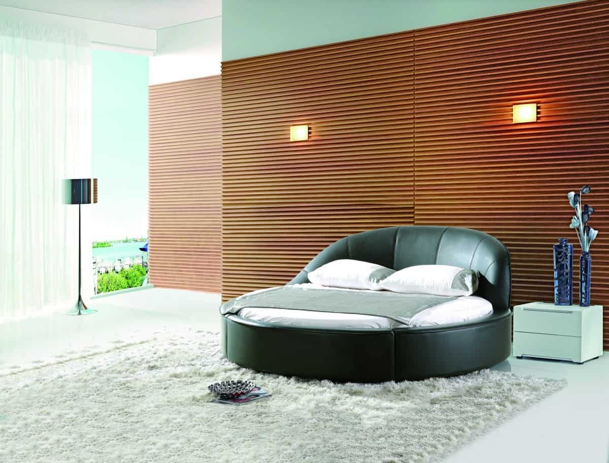 black round leather bed