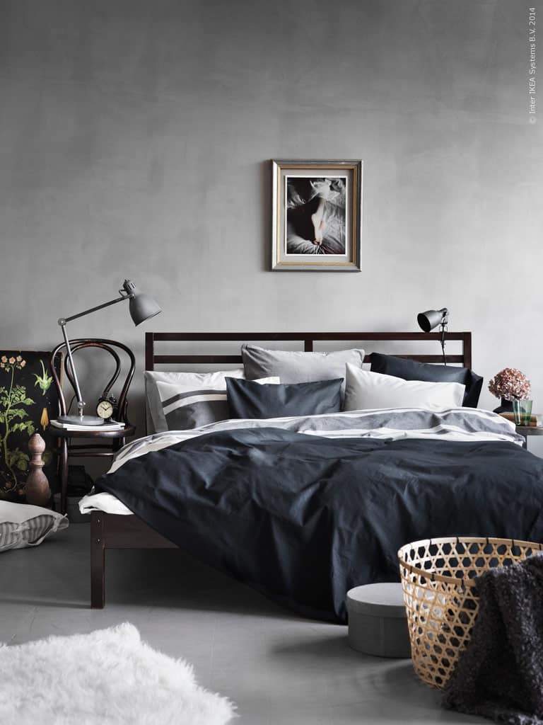 chic grey welcoming bedroom