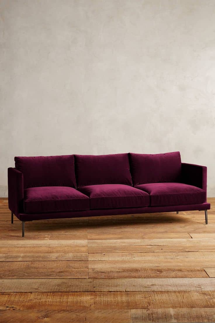 fuschia velvet sofa