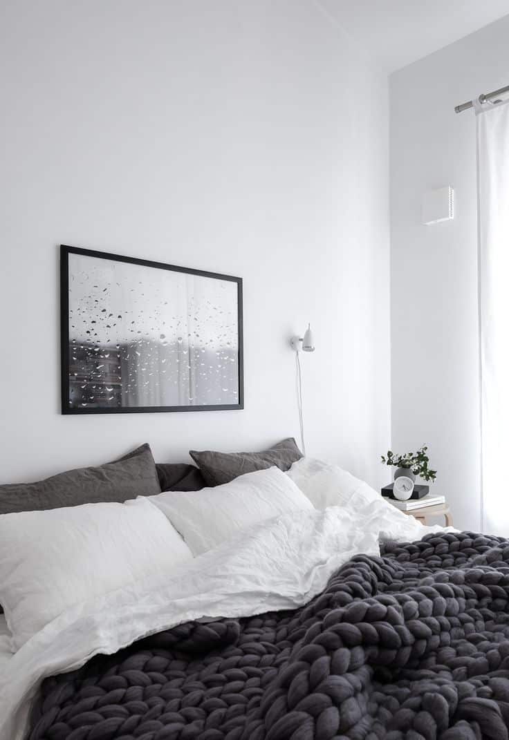 gray accented white bedroom