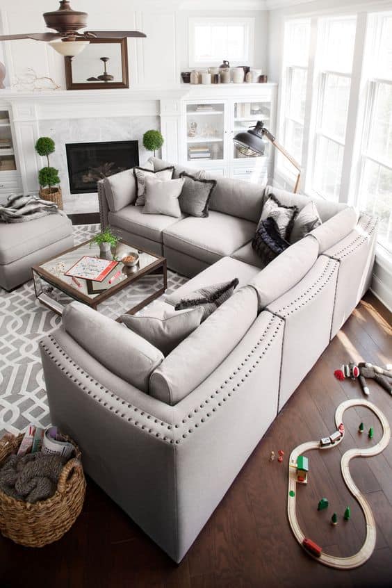 gray curved sectional sofa