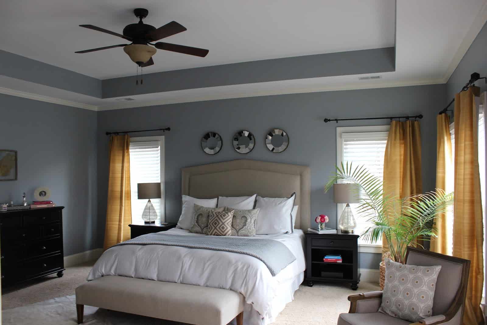 modern gray master bedroom