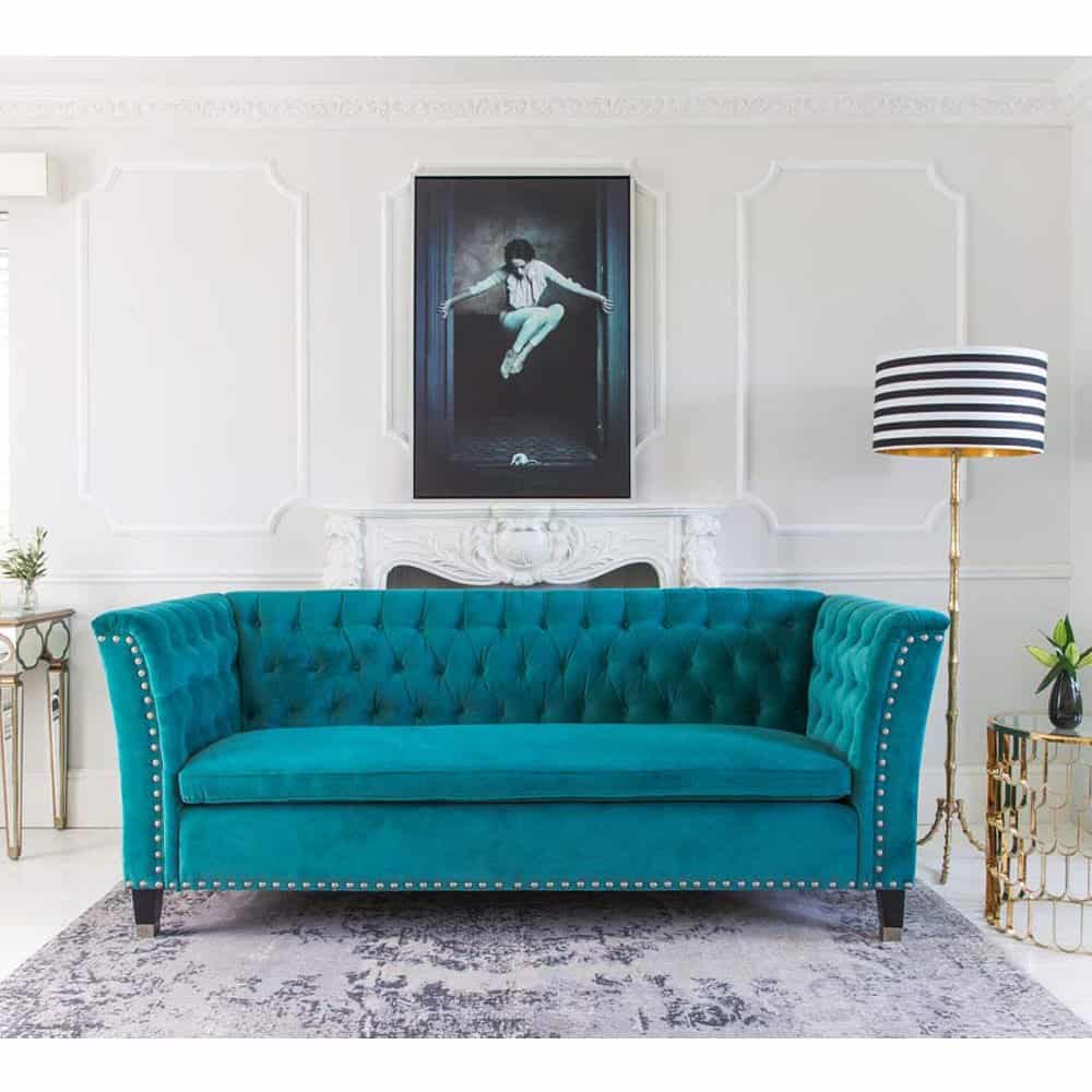 turquoise velvet sofa