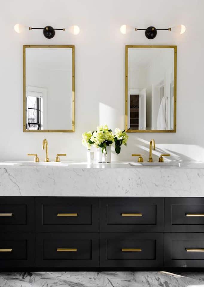 black and marble modern bathroom vanity
