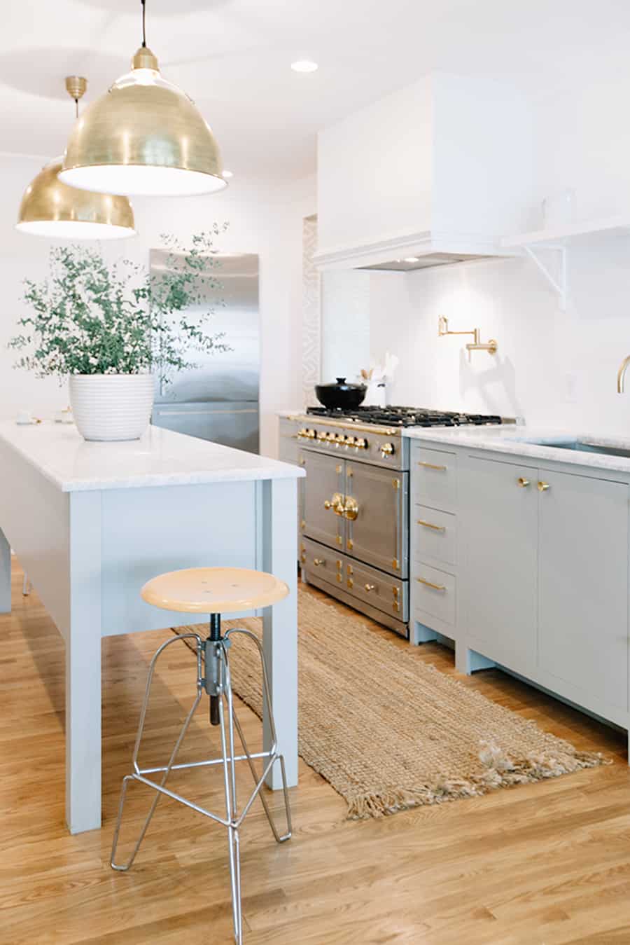 french grey and gold kitchen