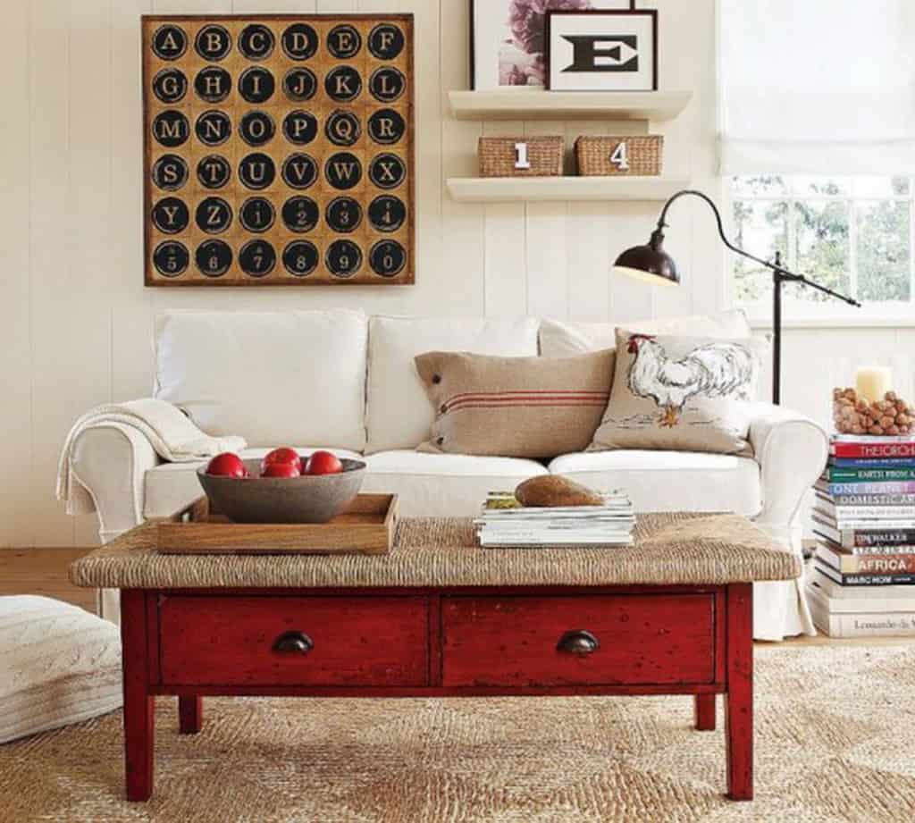 If you can't quite figure out how to include a pop of color into your decorative space paint your wooden coffee table.