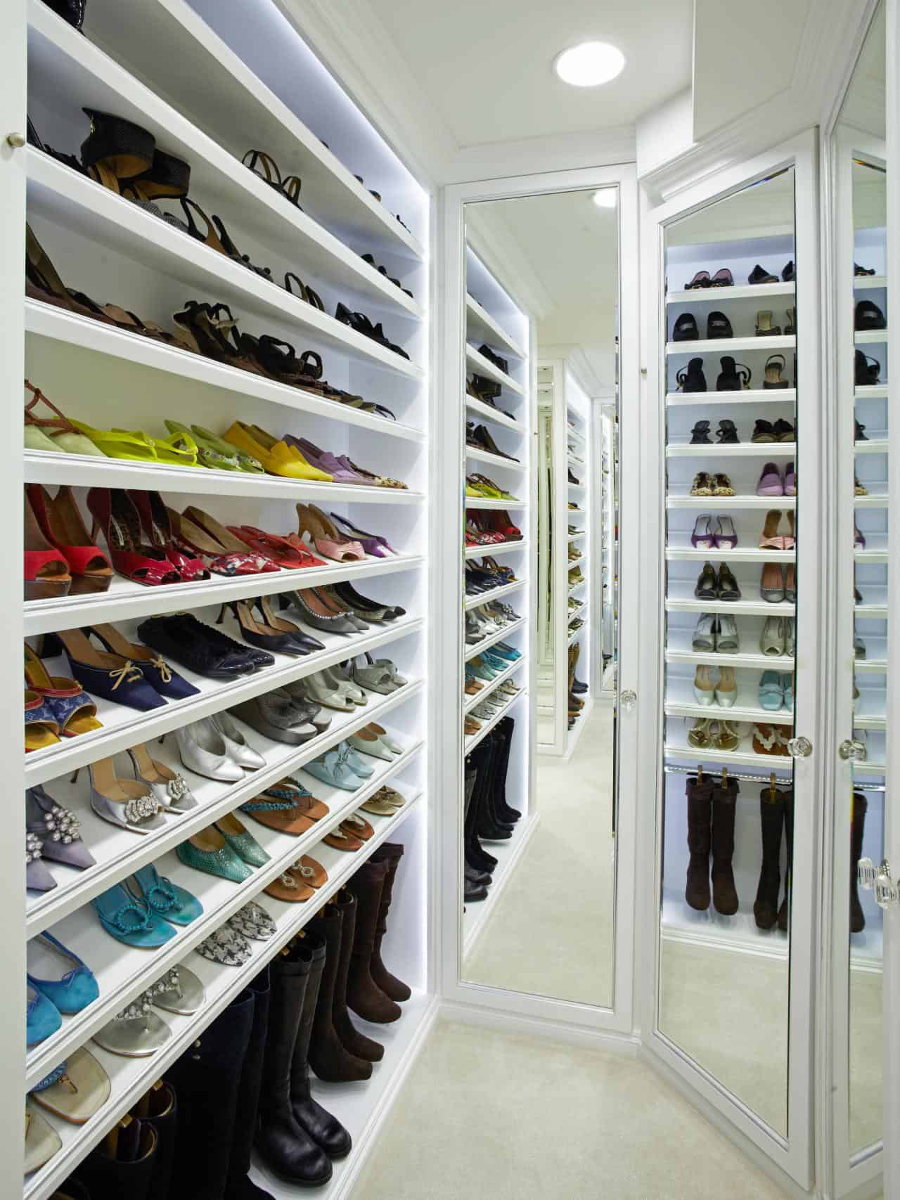 Organize your shoe wall starting from the bottom up.