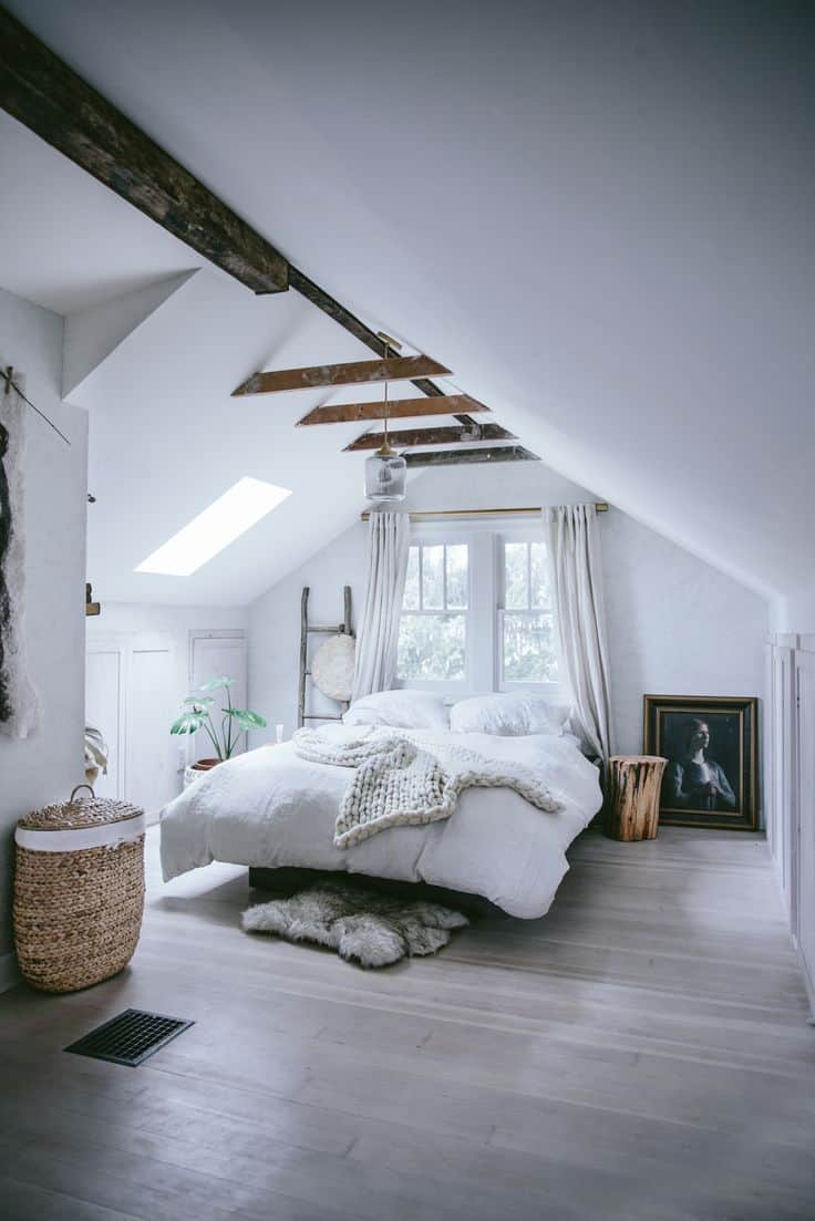 simple minimal attic bedroom