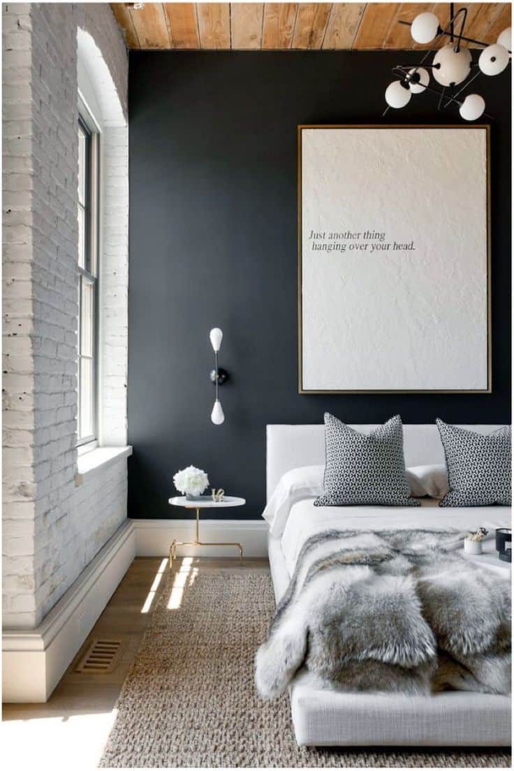 textural gray and wooden minimal bedroom