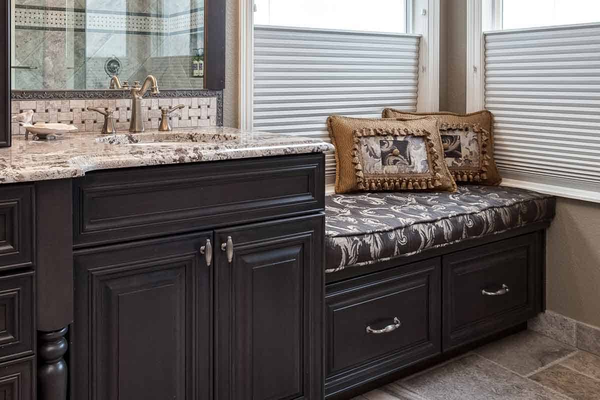 You can actually create a very cozy bench right in your bathroom.