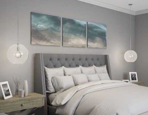 Instead of having one clear pendant why not have two on the side of your bed.