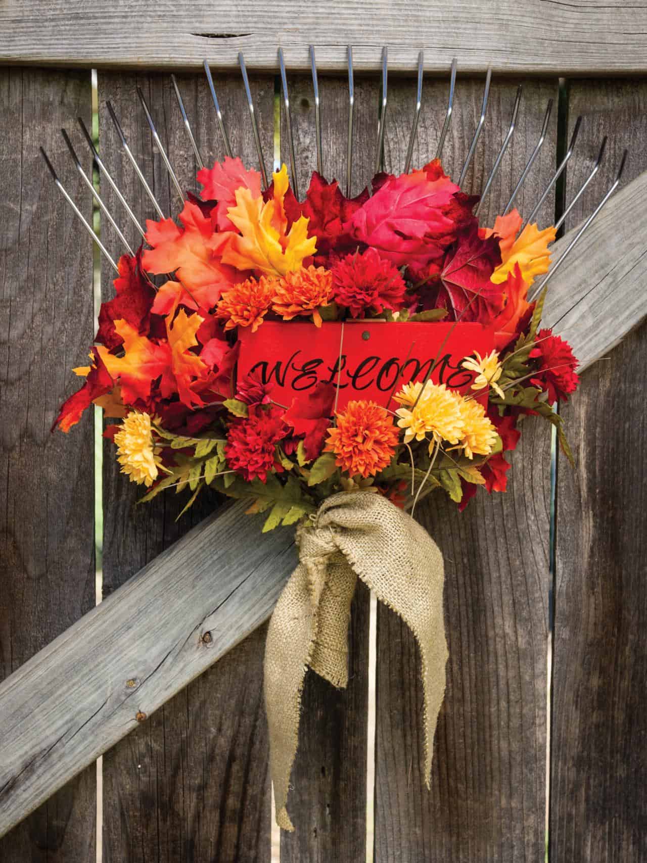 Take last years rack add bold colors and leaves and you have the ultimate fall decor.