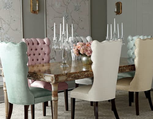 Dining chairs add a royal touch to any simple wooden table.