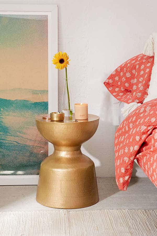 gold drum side table