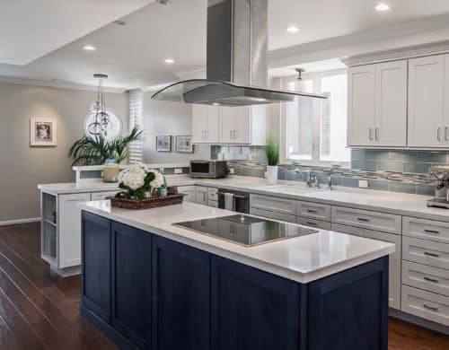 Having a double duty kitchen island is great. It is quite beneficial to have a kitchen island that allows you to cook meals while still being part of the entertainment in the kitchen space.