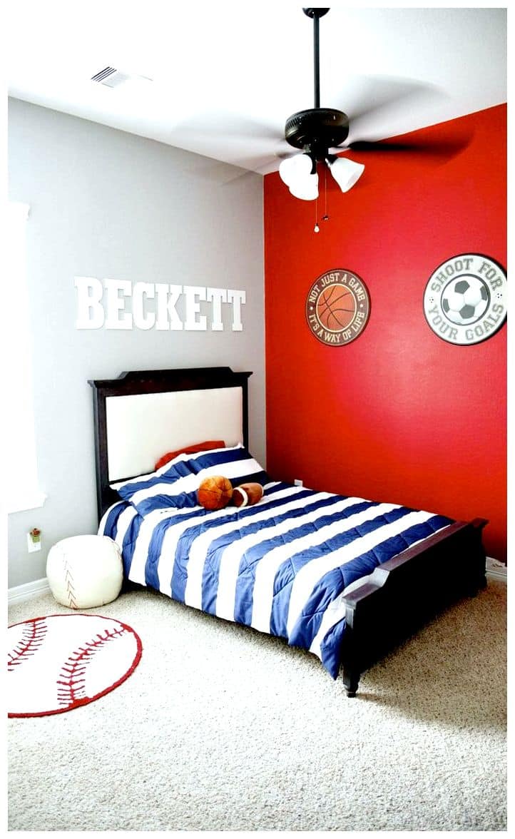 red and blue teen boy bedroom
