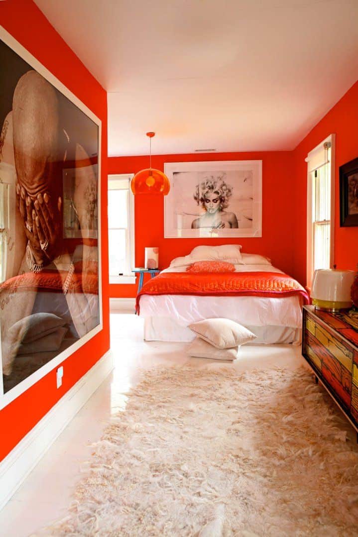 red orange modern bedroom